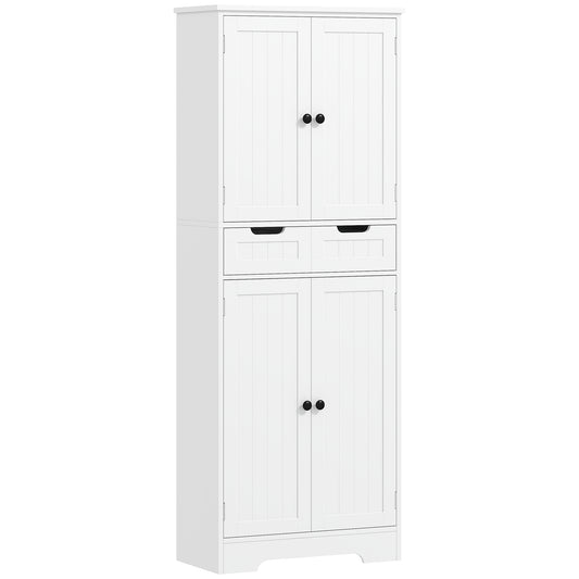 Tall Bathroom Cabinet, Freestanding Bathroom Storage Cabinet with Drawer, Shelves and Doors, 60 x 30 x 160 cm, White