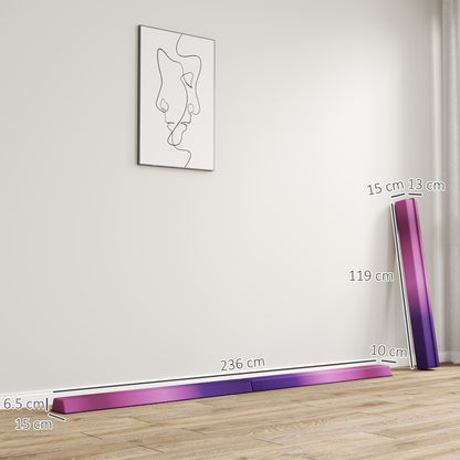 7.7ft Folding Gymnastics Beam, Floor Balance Beam for Kids with Anti-Slip Base, Gymnastics Equipment for Home, Purple