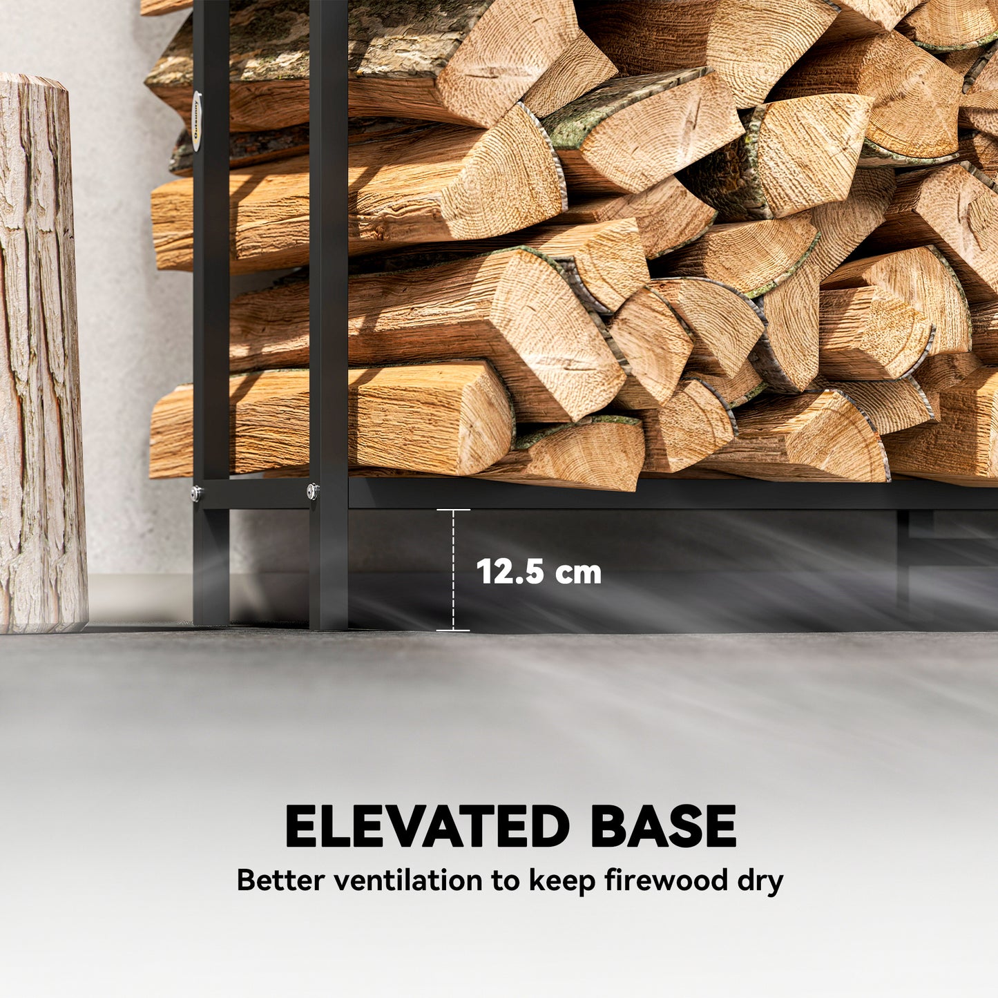 6.5 FT Steel Firewood Log Rack with 300 kg Capacity, Heavy Duty Indoor Outdoor Fireplace Wood Storage Shelf