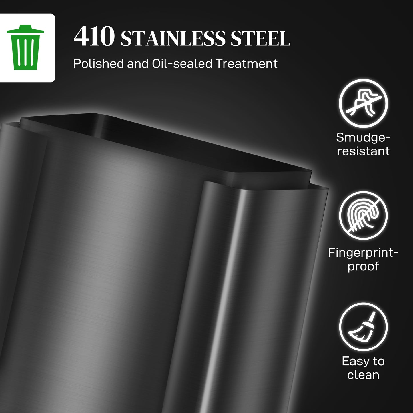 60L Dual Compartment Stainless Steel Bin, with Deodoriser Holders - Black