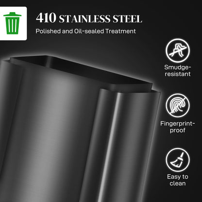 60L Dual Compartment Stainless Steel Bin, with Deodoriser Holders - Black