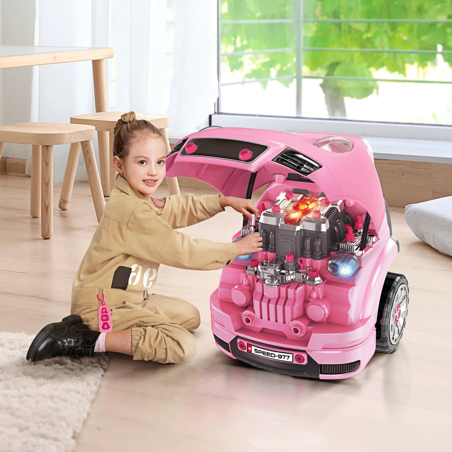 Kids Truck Engine Toy Set Take Apart Workshop - Pink