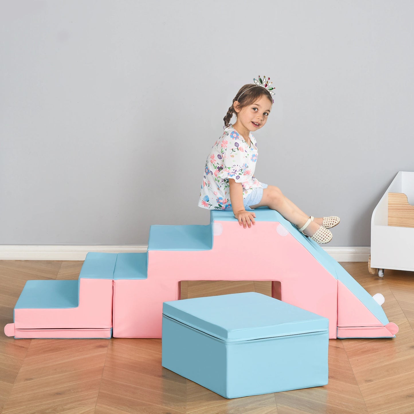 2-Piece Soft Play Set, Baby Foam Climber Block - Pink / Blue