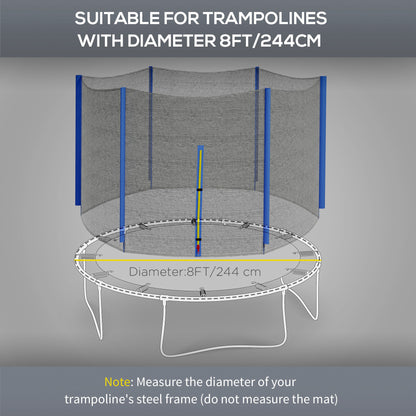 8ft Trampoline Net Replacement with 6 Plastic Pole Covers