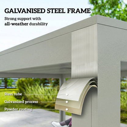 Garden Table and Chairs for 6, 7 Pieces Garden Furniture Set with Table, 6 Stackable Chairs and Umbrella Hole Light Grey
