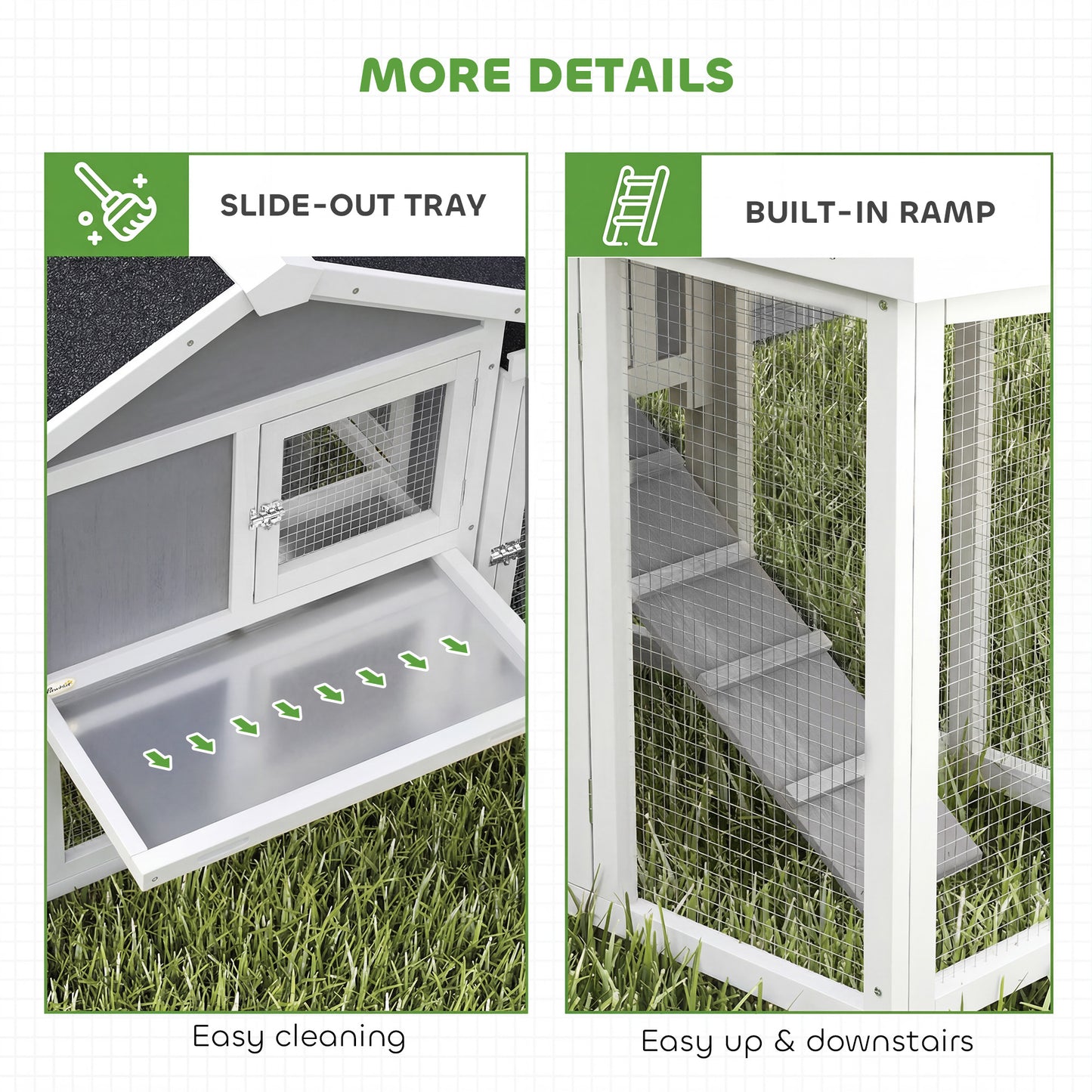 Large Chicken Coop, Wooden Outdoor Chicken Cage Poultry Hen House with Nesting Box