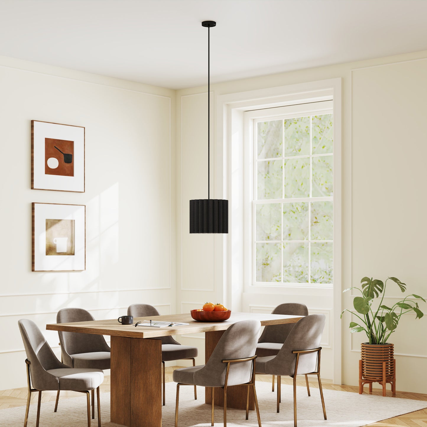 Linen Pendant Light, Bedside Ceiling Lamps with E27 Bulb, Modern Hanging Lights for Living Room, Bedroom, Kitchen, Hallway