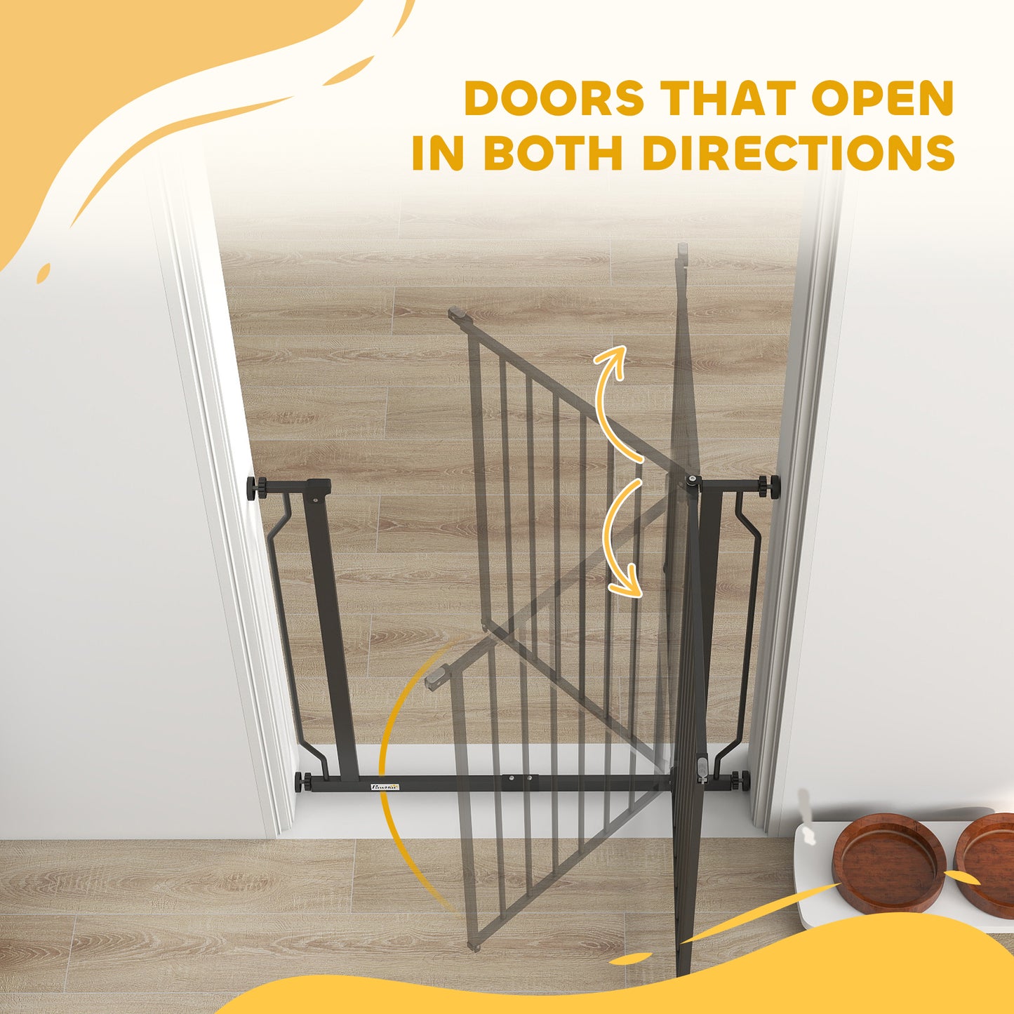 Extra Wide Dog Gate, with Door Pressure, for Doorways, Hallways, Staircases - Black