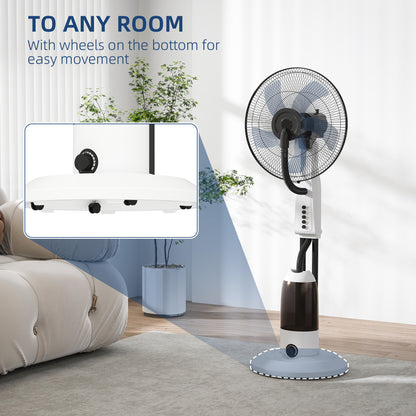 Spray Misting Fan, Floor Fan with Water Mist Spray, 70° Oscillation, Tilt Head, 3 Speeds, 2.8L Water Tank, White