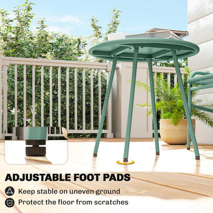 3 Piece Rattan Bistro Set, Outdoor Garden Furniture Set with 2 Chairs, Round Coffee Table for Patio, Balcony, Green