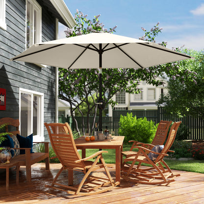 2.6 m Garden Parasol Umbrella with Aluminium Pole, Outdoor Patio Umbrella with Tilt and Crank, Vent, Cream White