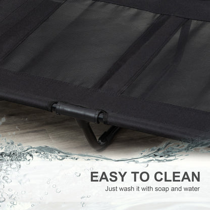Large Raised Dog Bed Cat Elevated Lifted Cooling Portable Camping Basket Outdoor Indoor Mesh Pet Cot Metal Frame Black