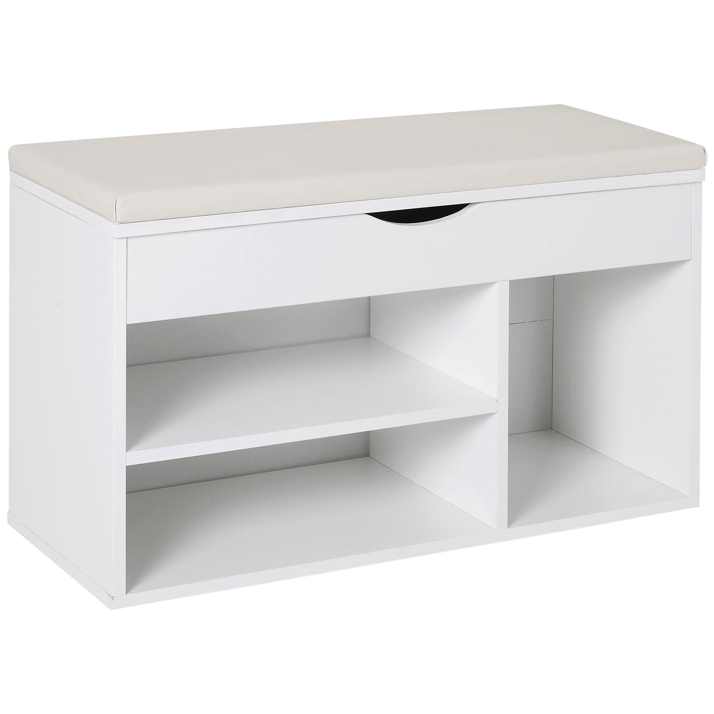 Wooden Shoes Cabinet Bench Hidden Storage Padded Seat Organiser Footwear Rack Hallway White 80 x 30 x 47 cm