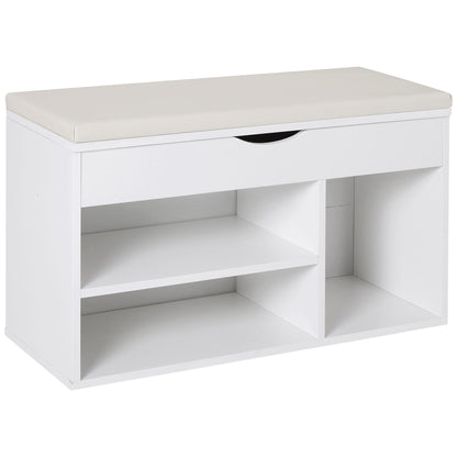 Wooden Shoes Cabinet Bench Hidden Storage Padded Seat Organiser Footwear Rack Hallway White 80 x 30 x 47 cm