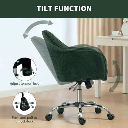 Snow Flannel Office Chair with Padded for Home - Dark Green