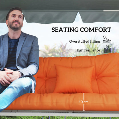 Outdoor Seat Cushions Back Cushion with 2 Pillows, Water Repellent Seat Pads for 3-Seater Chair, Orange