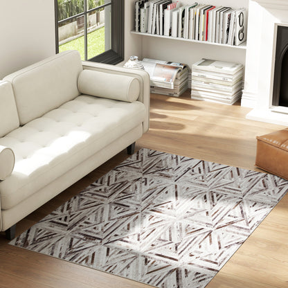 Modern Area Rug, Triangle Pattern Non-Slip Washable Rug, Chenille Floor Carpet for Living Room, Bedroom, Dining Room