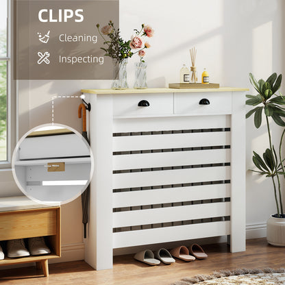 95.5H x 111Wcm Radiator Cover, with Drawer - White