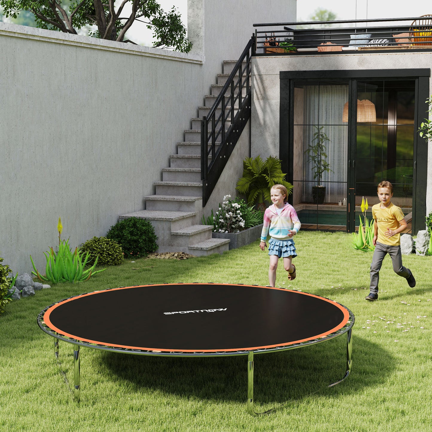 Trampoline Replacement Mat with Spring Pull Tool, 54 V-Hooks, for 10ft Trampoline using 14cm Springs, Orange