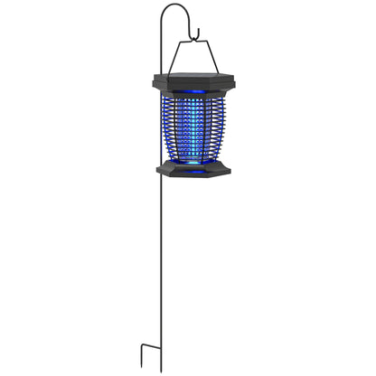 2-in-1 Electric Fly Zapper with UVA Light, Hanging Garden Lantern, Solar and USB-DC Rechargeable Insect Mosquito Bug Zapper