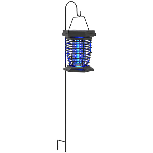 2-in-1 Electric Fly Zapper with UVA Light, Hanging Garden Lantern, Solar and USB-DC Rechargeable Insect Mosquito Bug Zapper