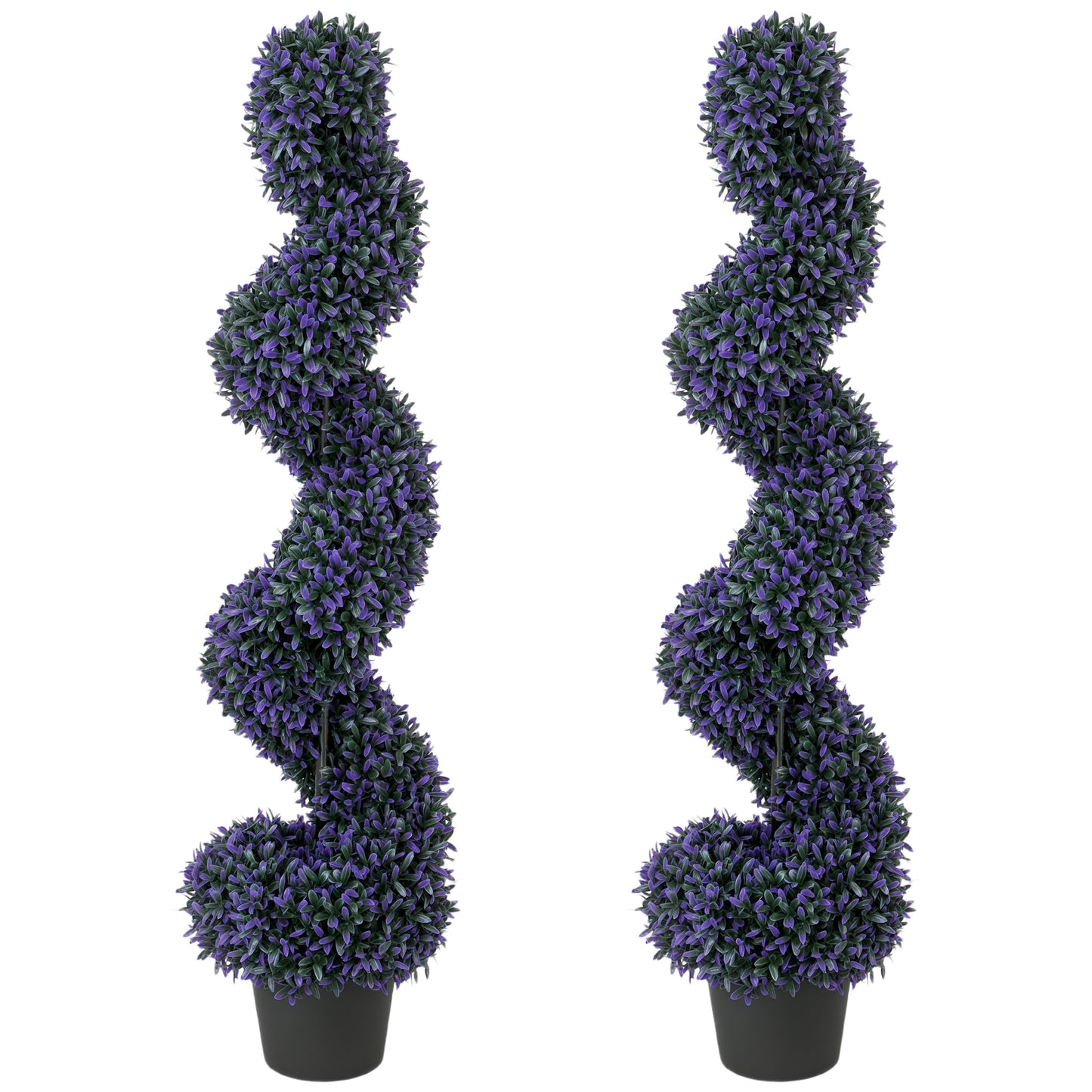 Decorative Artificial Plants Set of 2, UV Resistant Fake Plants in Pot for Indoor Outdoor Decor, 120 cm, Purple
