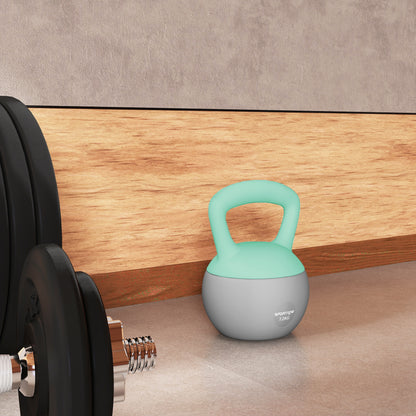 12KG Soft Kettlebell, Kettlebell with Non-Slip Handle for Home Gym, Weight Lifting, Strength Training, Green/Grey