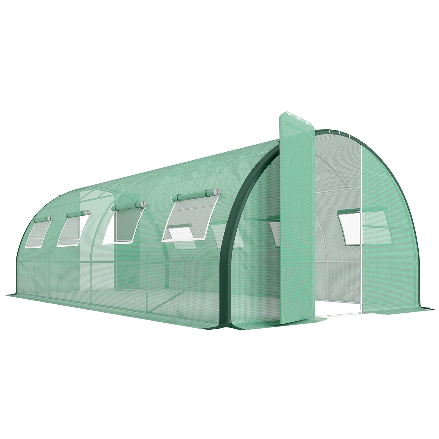 Polyethylene Upgraded Structure Walk-in Polytunnel Greenhouse, 6 x 3 m, Green