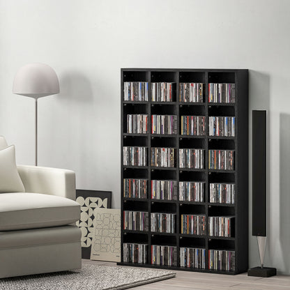 CD Storage Unit with Adjustable Shelves, 89 x 130.5 cm, Black