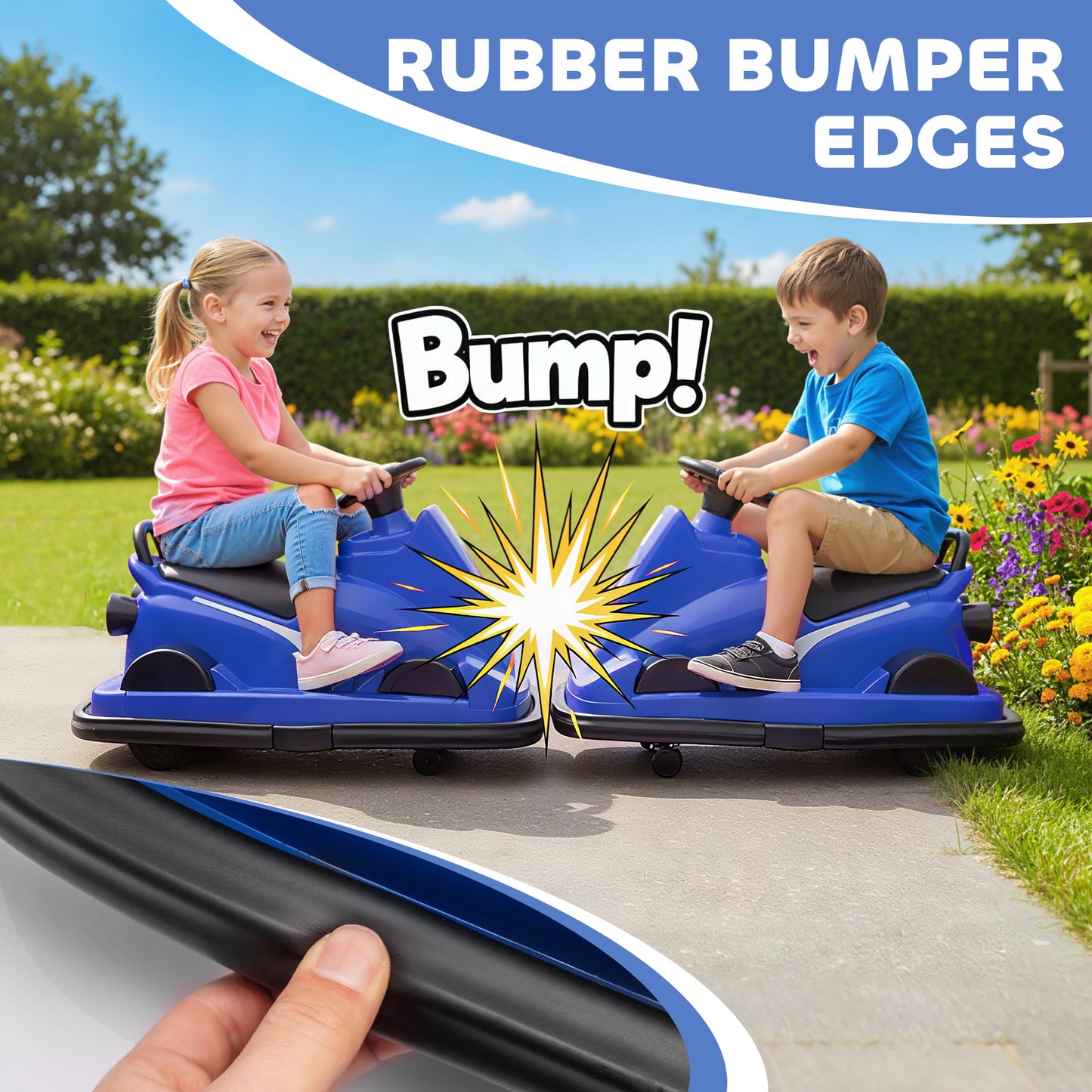 Kids Bumper Car, 360° Rotation Spin Electric Waltzer Car with LED Lights, Music for Ages 3-8 Years Old, Blue