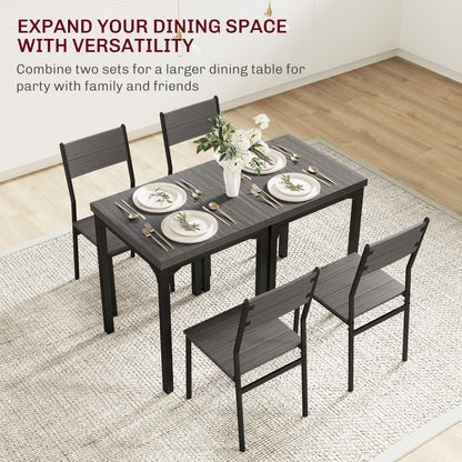Three-Piece Minimal and Compact Dining Set, Grey Wood Effect