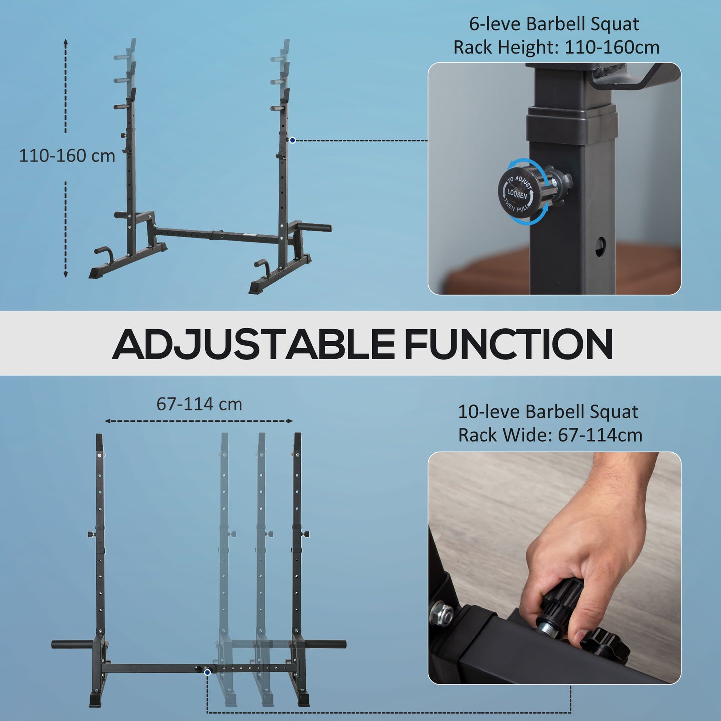 Multifunction Barbell Squat Rack Stand Heavy-Duty Strength Training Dumbbell Rack Adjustable Height Weight Lifting Bench Pres