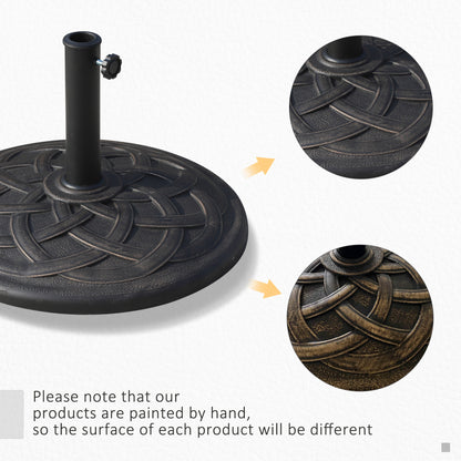 19KG Resin Umbrella Base Garden Parasol Base Stand Round Sun Shade Holder Suitable For Pole Between Φ38mm to Φ48mm