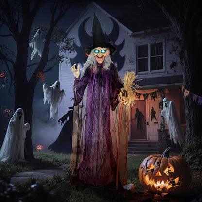 6ft Animated Witch Decoration, with Sound - Purple/White