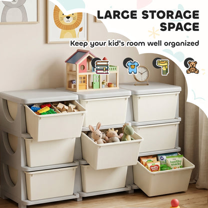 Kids Storage Unit, with Nine Drawers - Cream