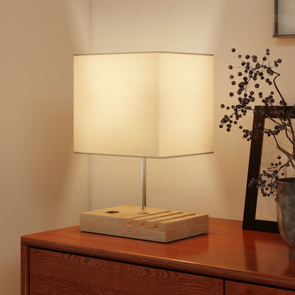 Bedside Lamp with USB A+C Charging Ports and 3 Phone Stands