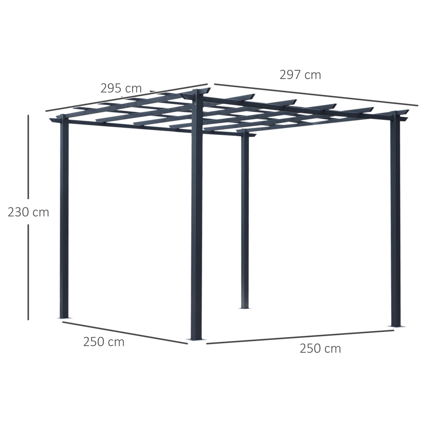 3 x 3 Meter Metal Pergola Garden Gazebo Grape Trellis for Climbing Plants Outdoor Sun Shelter Arbours