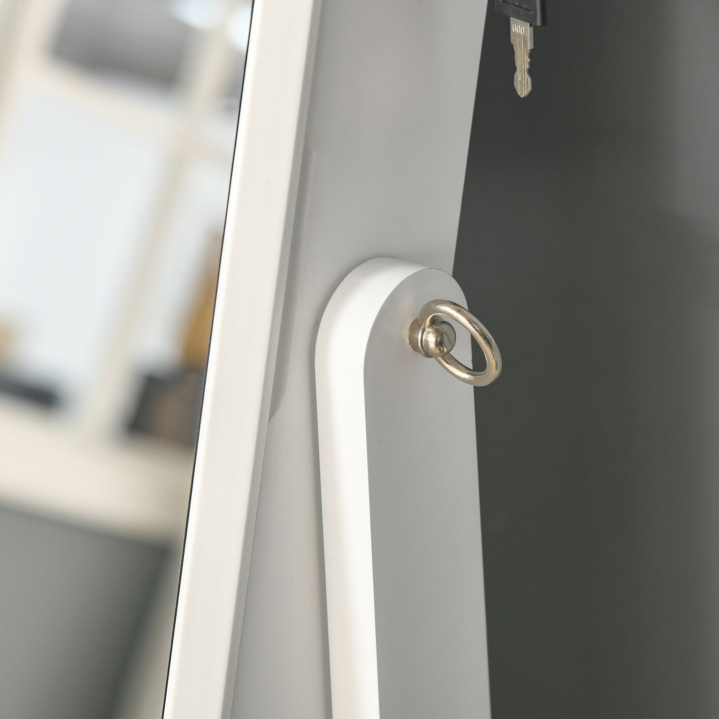 Full Length Mirror with Storage, Jewellery Cabinet with Mirror, Adjustable Angle and Stand