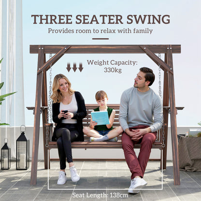 Three-Seater Wooden Swing Bench