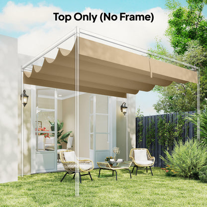 Retractable Pergola Canopy Only, 3.92 x 3.5 m, UV30+ Replacement Canopy Cover for 4 x 3 m Pergola, Khaki