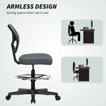 Ergonomic Mesh Standing Desk Chair with Adjustable Footrest Ring and Seat Height Charcoal Grey