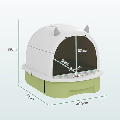 Enclosed Cat Litter Box w/ Pull-Out Drawer, Scoop, Deodorising Bags for Odour Control, Privacy, Portable, Easy to Clean