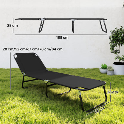 Foldable Sun Lounger with 5-Position Adjustable Backrest, Outdoor Portable Recliner Chaise Lounge Chair
