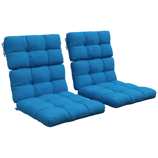 2-Piece Seat Cushion Replacement with Backrest, Garden Patio Chair Cushions Set with Ties, Blue