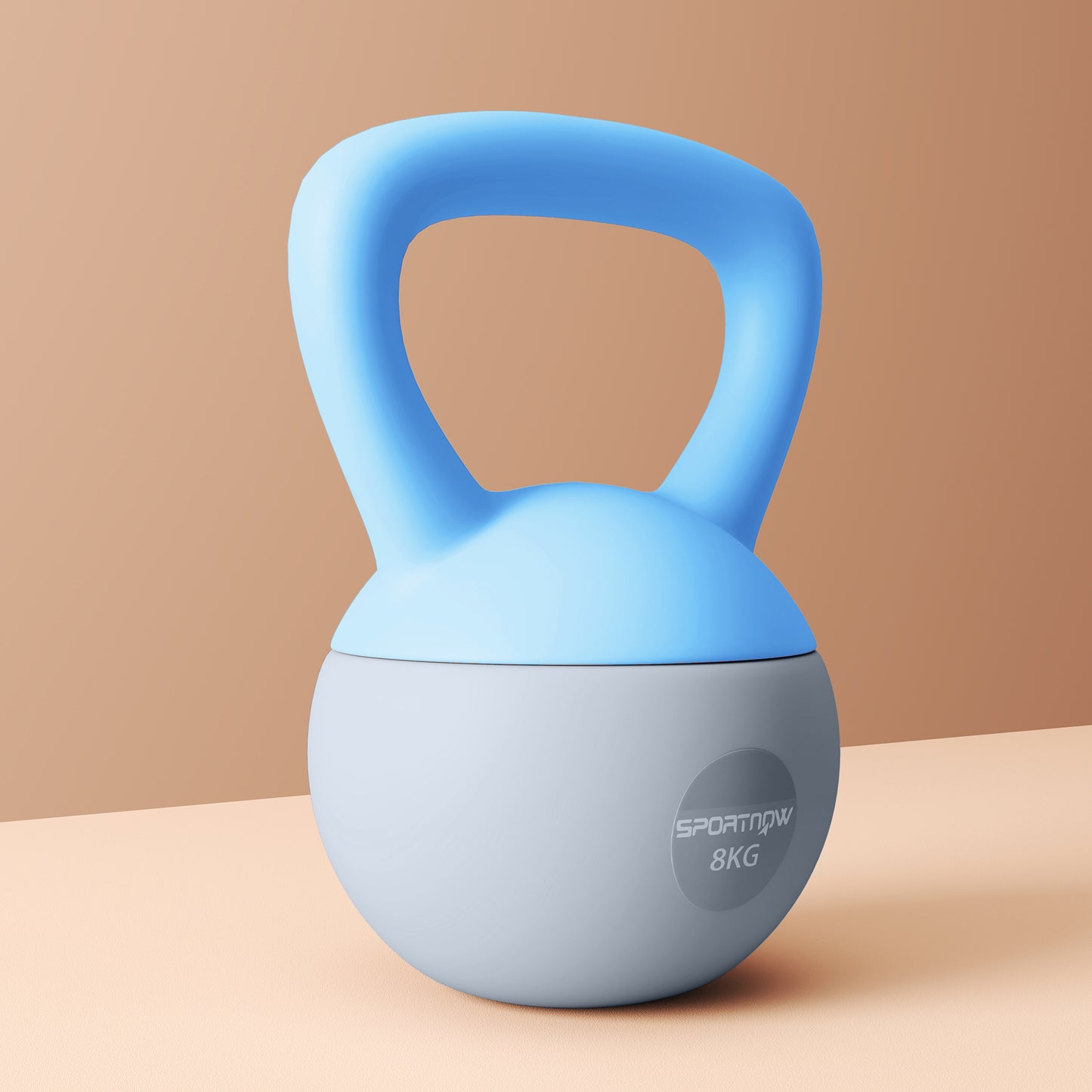 8KG Soft Kettlebell, Kettlebell with Non-Slip Handle for Home Gym, Weight Lifting, Strength Training, Light Blue/Grey