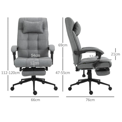 Office Chair with Footrest Ergonomic Office Chair with Armrests Lumber Support and Headrest Light Grey
