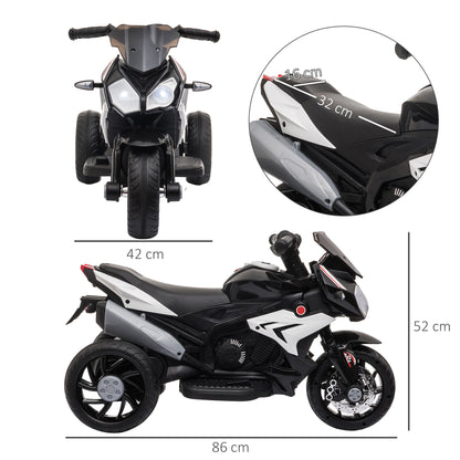 Kids Electric Motorcycle, 6V Ride on Motorcycle with 3 Wheels, LED Headlight, Music, Horn for Boys Girls 3-5 Y, Black