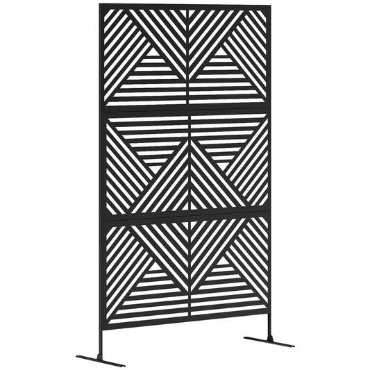Decorative Garden Privacy Screen with Stand, 6.5FT Freestanding Metal Outdoor Divider
