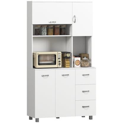 Kitchen Cupboard, 183cm Tall Storage Cabinet with Countertop, Sideboard with 3 Small Drawers, Flip Up Top Door