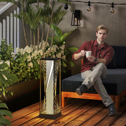 Garden Rattan Lamp, 77 cm Tall Solar Rattan Floor Lamp, Solar Garden Light with Auto On/Off LED Lights